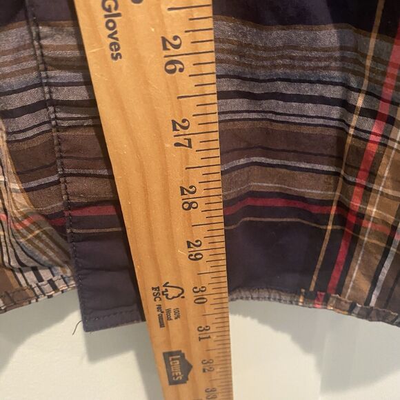 Parish Nation Y2K Shirt Mens Large Brown Plaid Hip Hop Streetwear Logos Retro - Picture 9 of 12